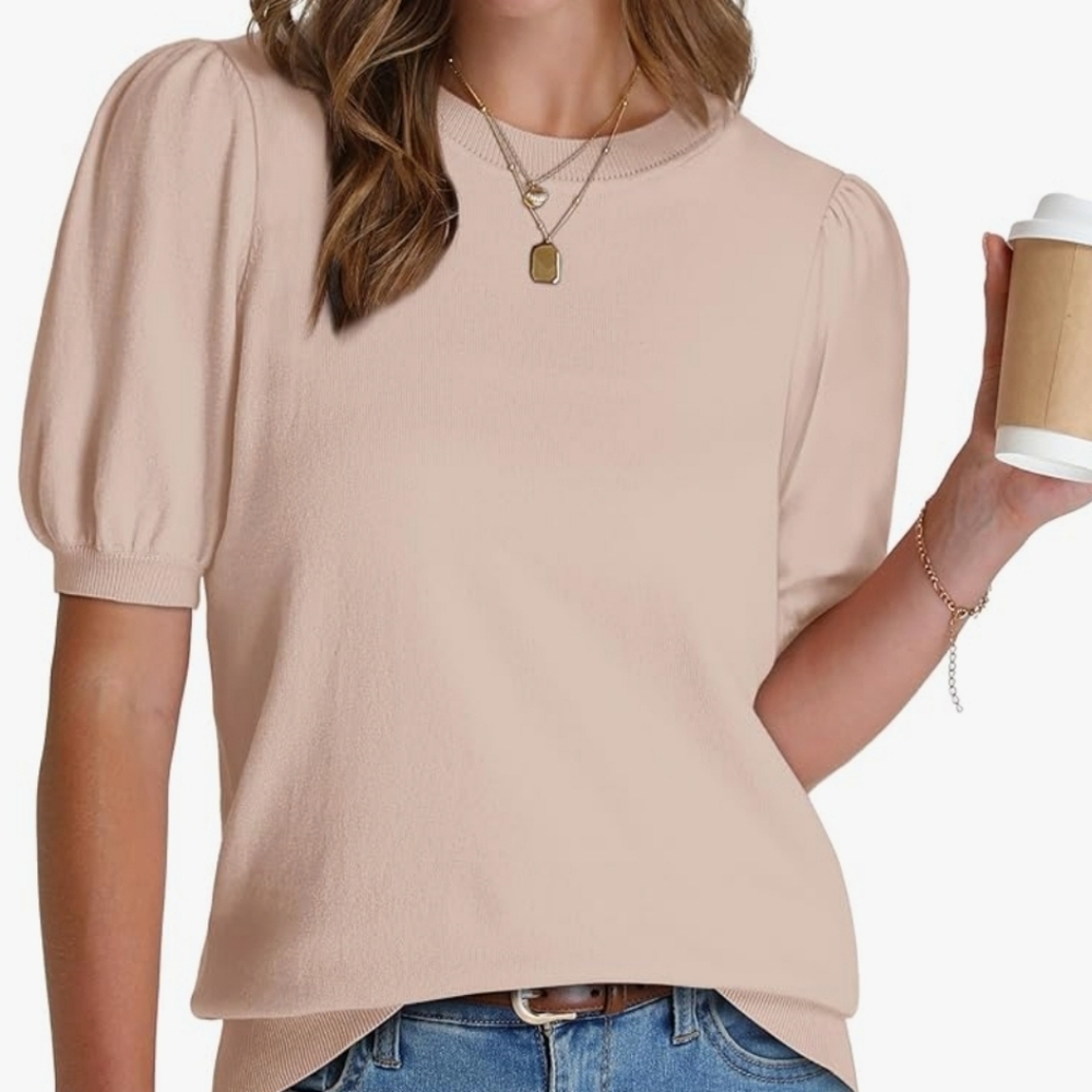 Elegant Women's Cream Puff Sleeve Top
